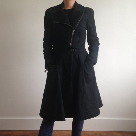 Betsey Johnson - Black Long Structured Denim Coat - Picture 4 of 12